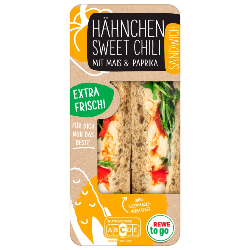 REWE to go Hähnchen Sweet Chili Sandwich mit Paprika und Mais 170g